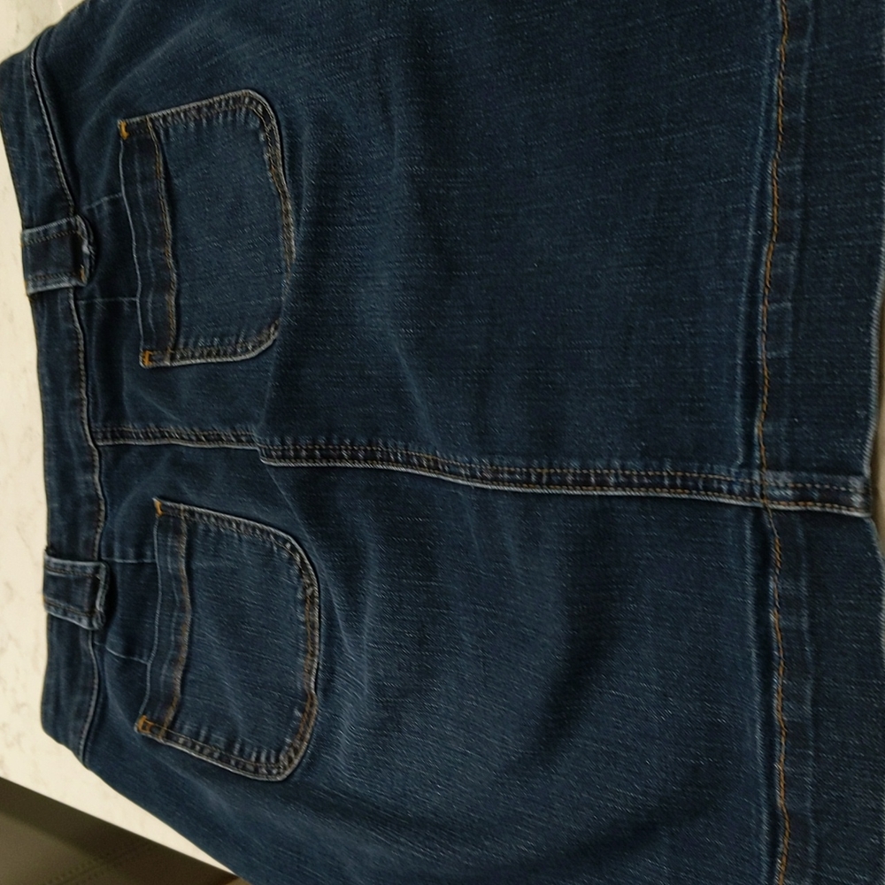 Talbot jean skirt buttons down front pockets front and back